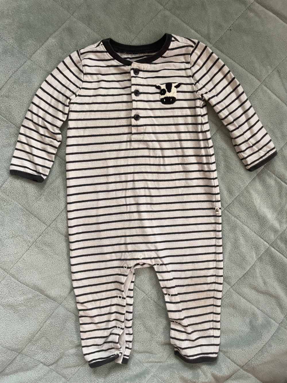 GAP Striped Black and White Baby One-Piece with Cow Patch